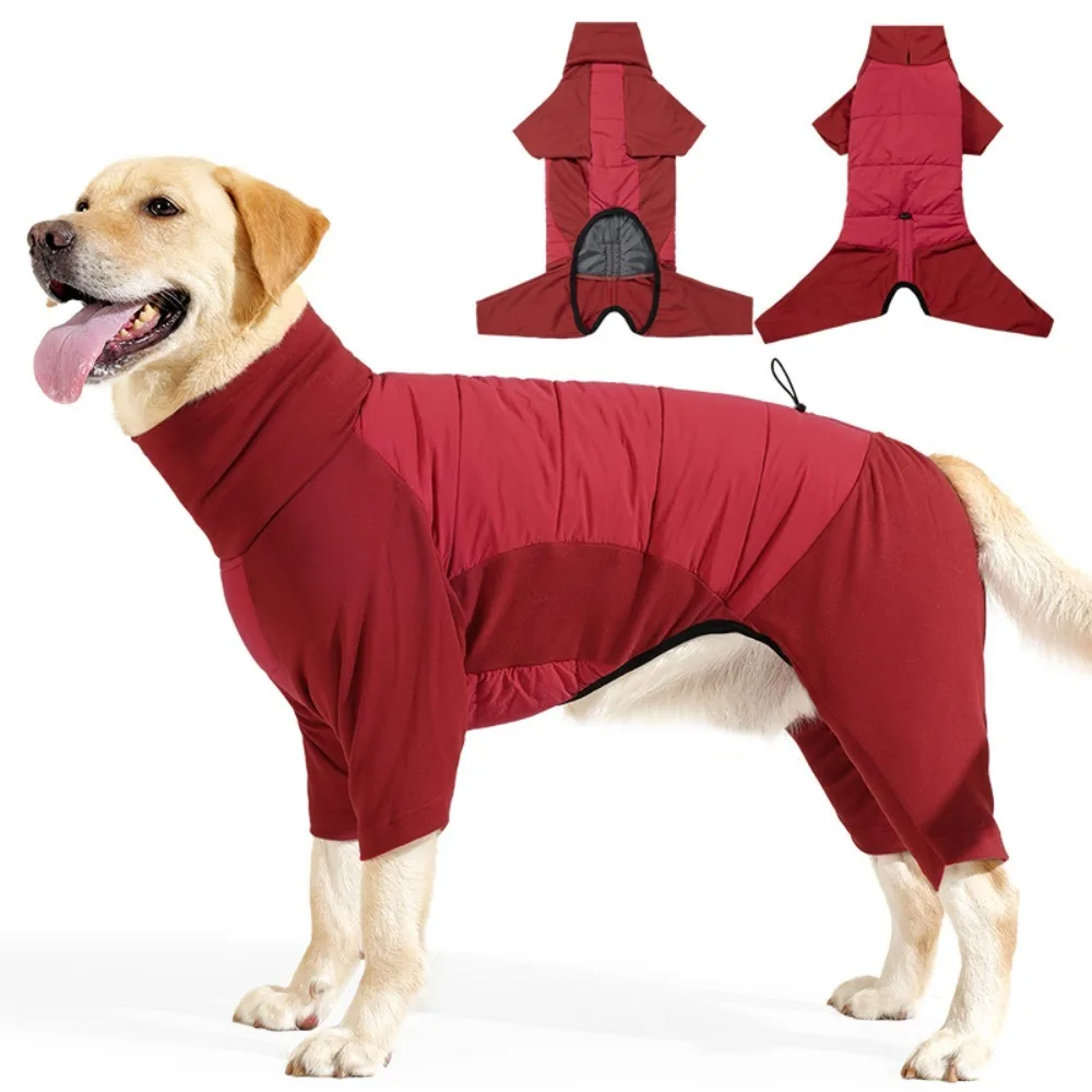 

High Collar Winter Pet Jumpsuit Windproof Waterproof Dog Four-Legged Hoodie Thickened Cotton Warm Dog Calming Wrap