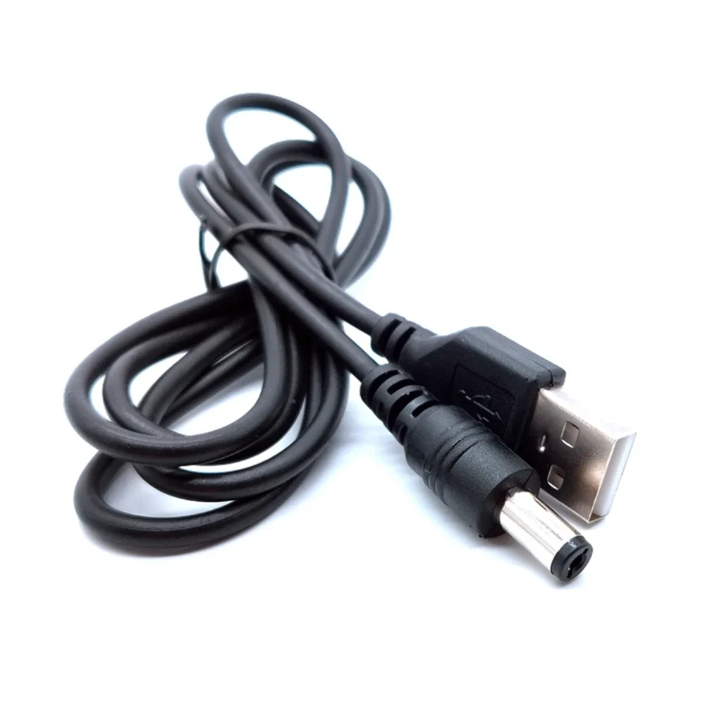 

Black USB port 5V 5.5 * 2.1mm DC barrel power cord plug, suitable for small electronic devices with a USB extension cable of 1m