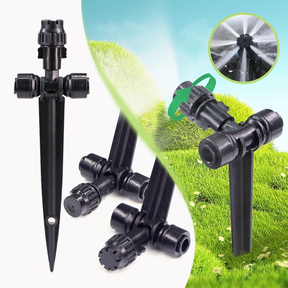 

180° Bend Adjustable 8-holes Drippers with Stake Quick Insert Misting Nozzles Atomization Sprayer DIY Garden Irrigation Watering