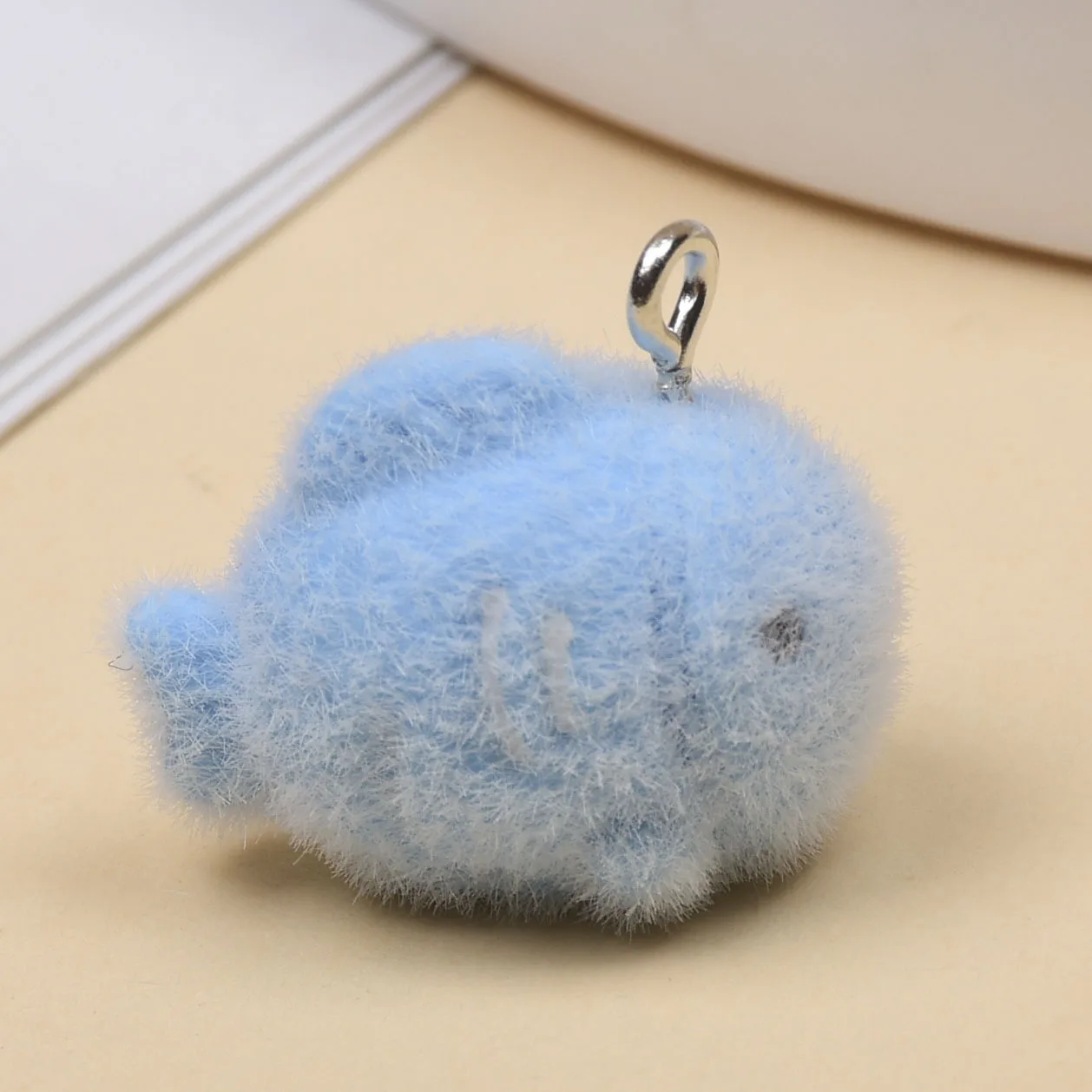 6pcs/Pack 3D Flocked Animal Resin Charms Cute Fluffy Animal Necklace Keychains Pendant DIY Flocking Jewelry Make Accessory image 4