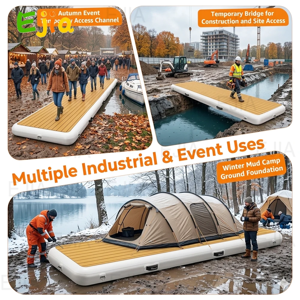 200x60x15cm Heavy-Duty Inflatable Bridge All-Weather Commercial Walkway for Construction Site Access & Muddy Ground Foundation
