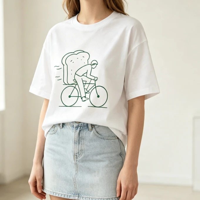 Minimalist Toast Bike T Shirt Funny Bread Cycling Graphic Tee Casual Cotton Loose Fit Streetwear Top Unisex Y2k Top Harajuku