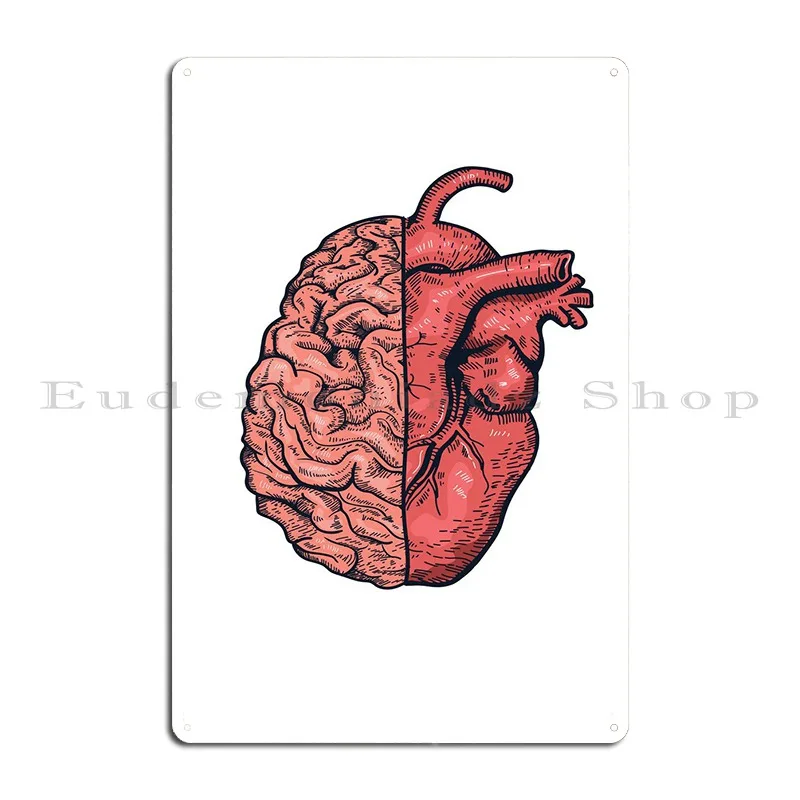 Heart And Brain Metal Sign Poster Wall Decor Party Plates Wall Cave Garage Designing Tin Sign Poster