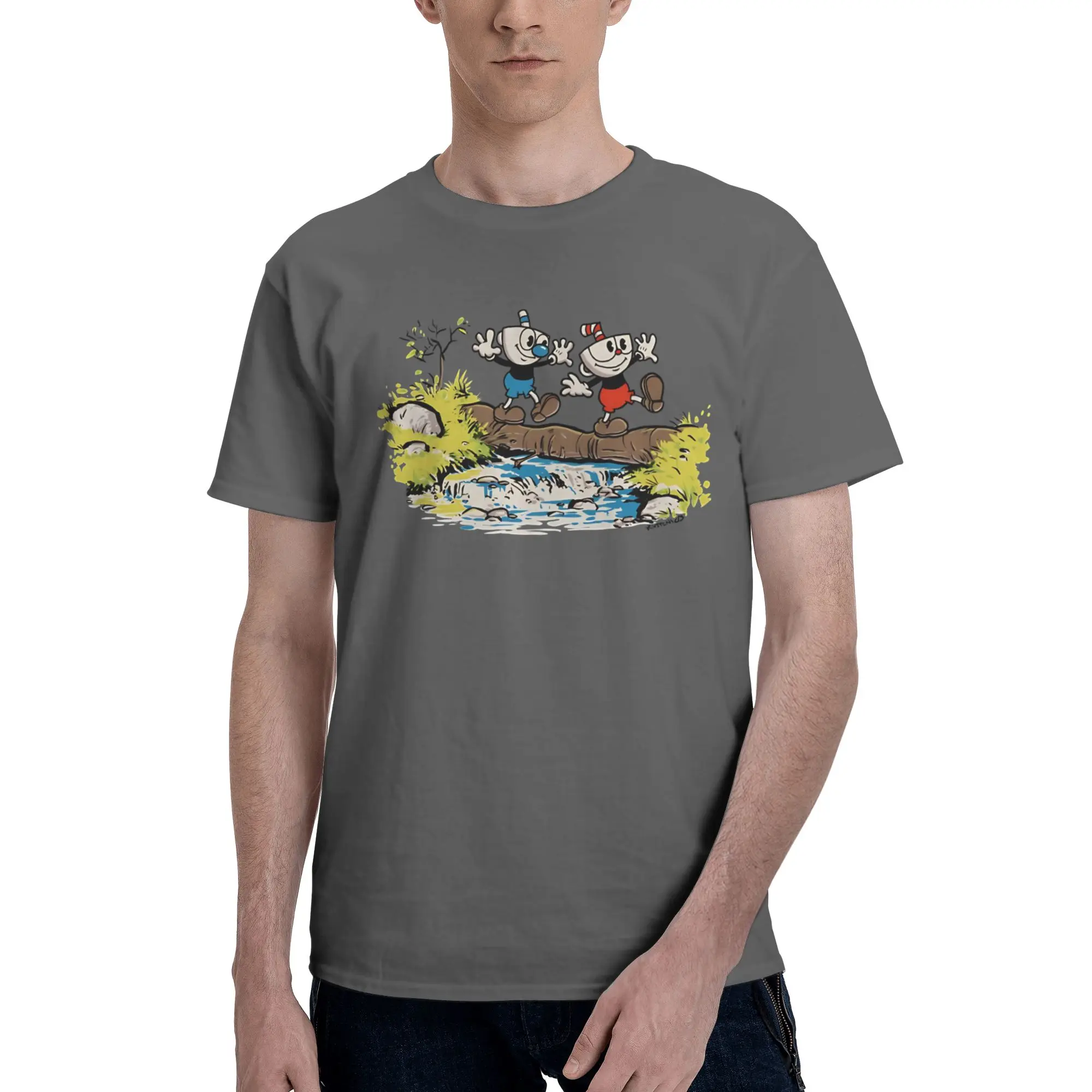 Cuphead and Mugman cup mug New Arrival T Shirts for Men Women  Pure Cotton  Tee Shirt Clothes