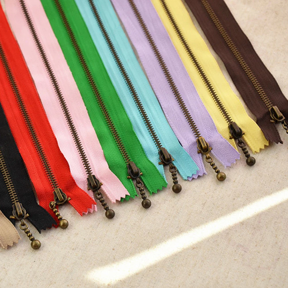 

10 Pcs Copper Zipper Sewing Accessories Zippers Metal DIY Material 20cm Cloth Bag
