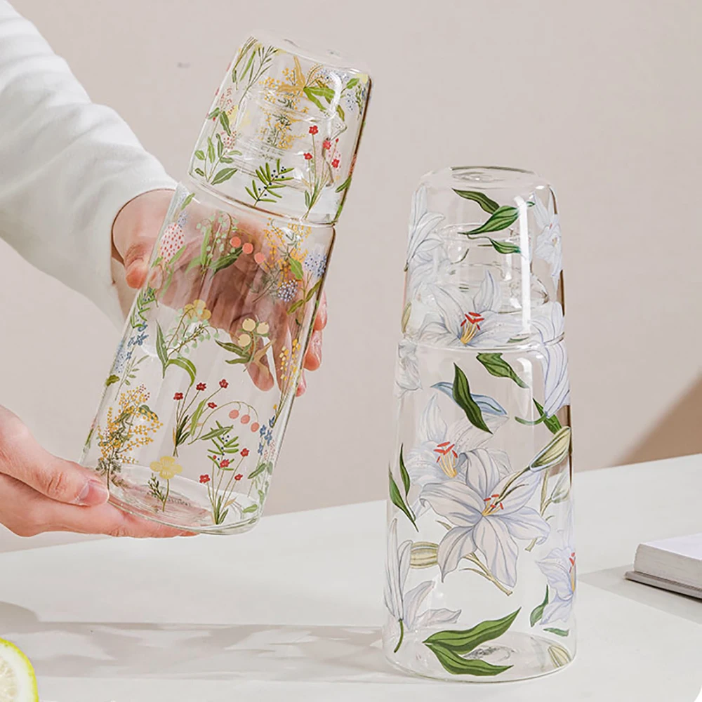 

Household Glass Pot Juice Cold Kettle Household Heat-Resistant Integrated Pot Kitchen Supplies Small Fresh Water Bottle 750ml