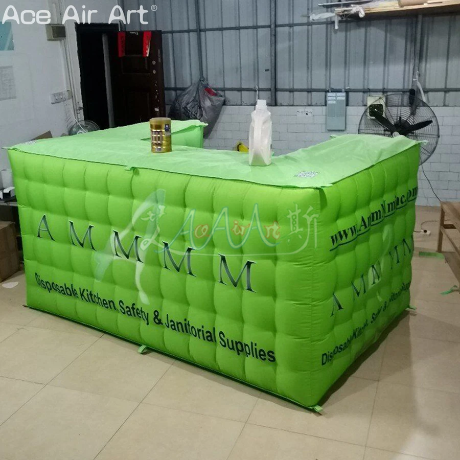 Giant Inflatable Event Booth Green DJ Bar Outdoor Checkout Counter Stall for Sale or Advertising