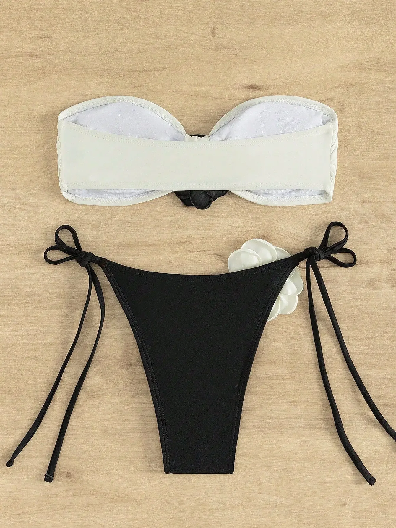 Dwuczęściowy Sexy 3D kwiatowy projektant zestawy Bikini Bandeau Push Up biustonosz Patchwork mikro strój kąpielowy stringi stroje kąpielowe