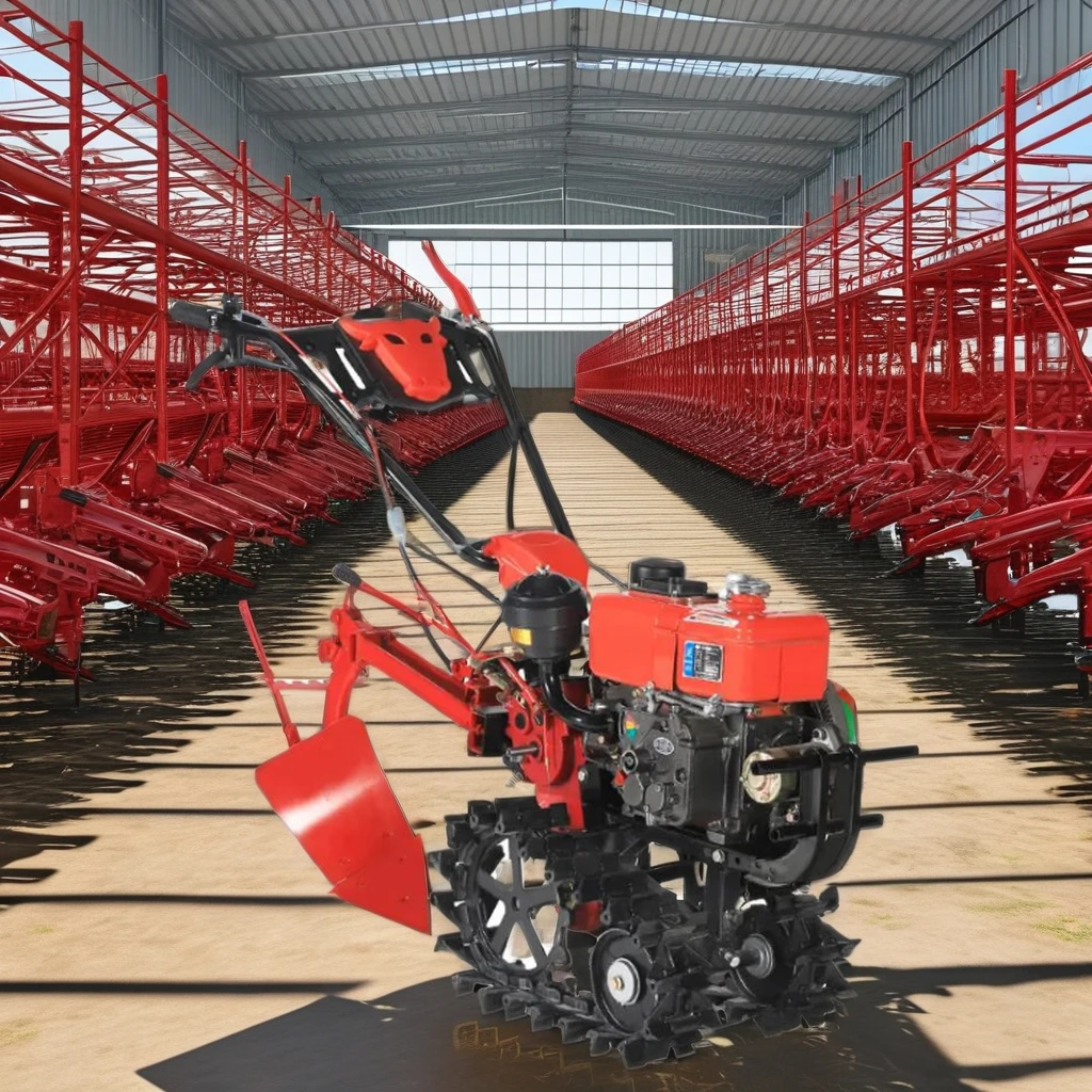 Multifunctional Manual Power Farming Machine Diesel-Powered Agricultural Tiller Mini Chain Track Farm Cultivator