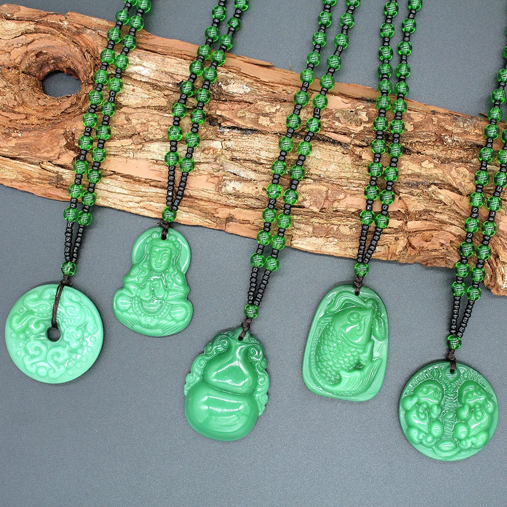 Charm Natural Chinese Agate Pendant Jade Necklace For Women Men Jewelry Fashion Classic Carved Blessing Lucky Amulet Gifts