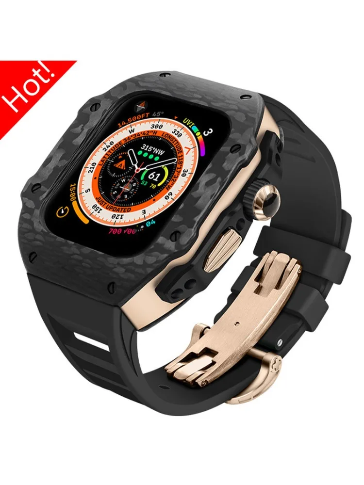 Luxe koolstofvezel modificatiekit compatibel voor Apple Watch Ultra3 49 mm 44 mm 45 mm Iwatch-serie 9 8 7 6 5 4 SE3/2/1 ultra 3 - afbeelding 2