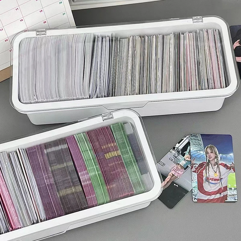 Plástico Game Cards Storage Box, Flip-Top Trading Cards Container, Dustproof Photocards Organizador, grande capacidade