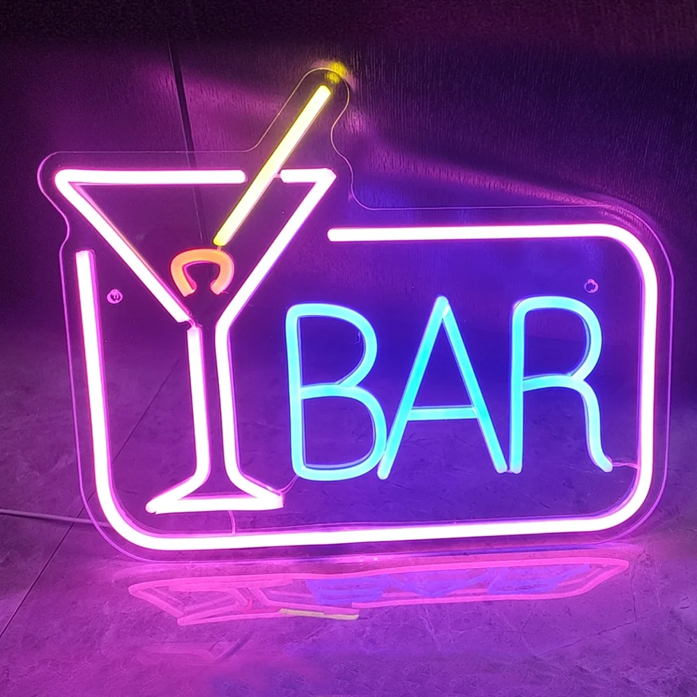 

Neon Bar Signs for Wall Decor Led Neon Light Beer Cocktail USB with Dimmer Light Up Neon Wall Signs Pub Man Cave Party Gifts