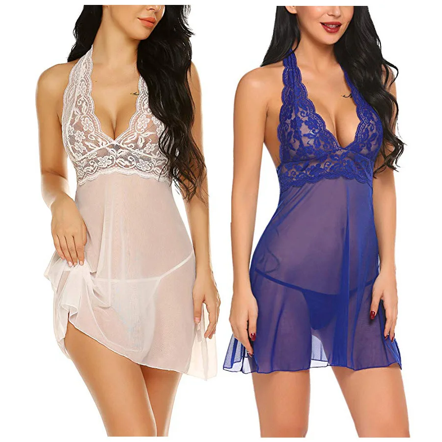 

Sexy Exotic Voile Babydoll Suspender Nightdress Women Lace Dress Nightgown Lingerie Wedding Sleepwear Intimates Chemise Clothing