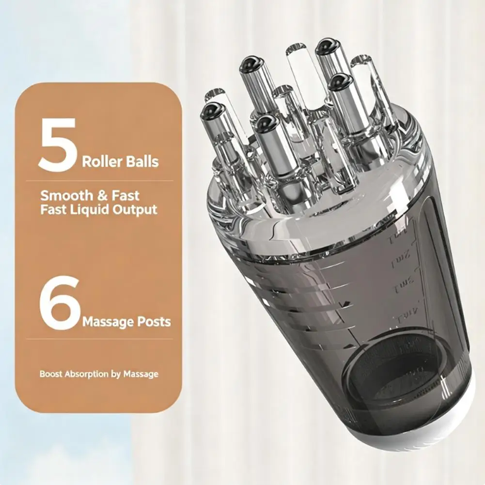 Scalp Applicator Hair Essence Roller Bottle 6ml, 5‑Rollerball Massage Head Leak‑Proof Hair Oil Dispenser, Portable Root Serum view 5