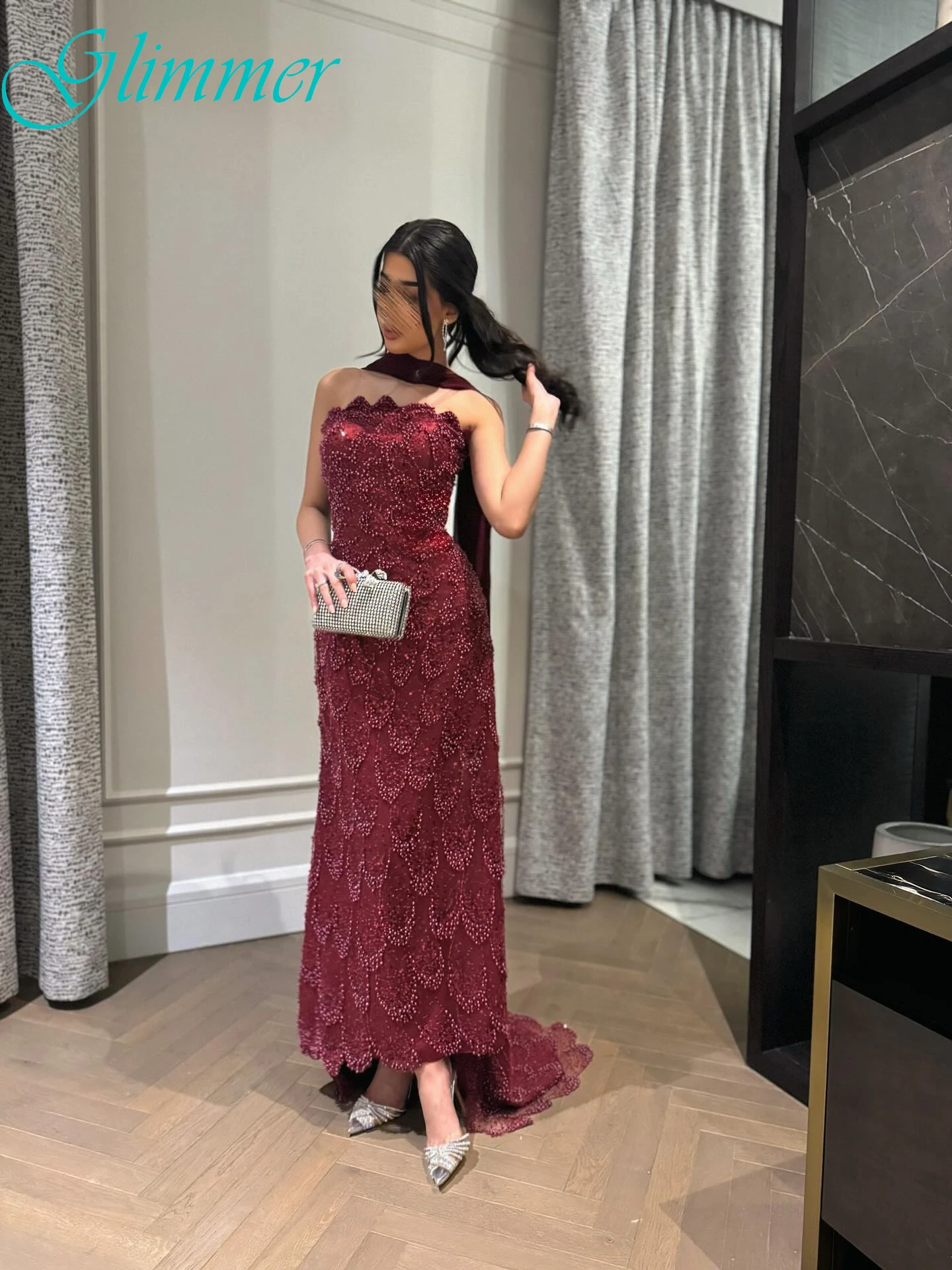 فستان سهرة أنيق مخصص بدون حمالات بدون أكمام مخصص، فساتين مناسبة مخصصة للحفلات على الموضة الحديثة #6