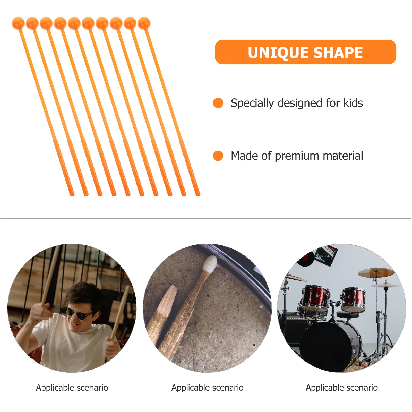 

10pcs Kids Drum Sticks Wooden Lightweight Durable Handheld Hammer For Children Teaching Aids Educational Gift Instrument