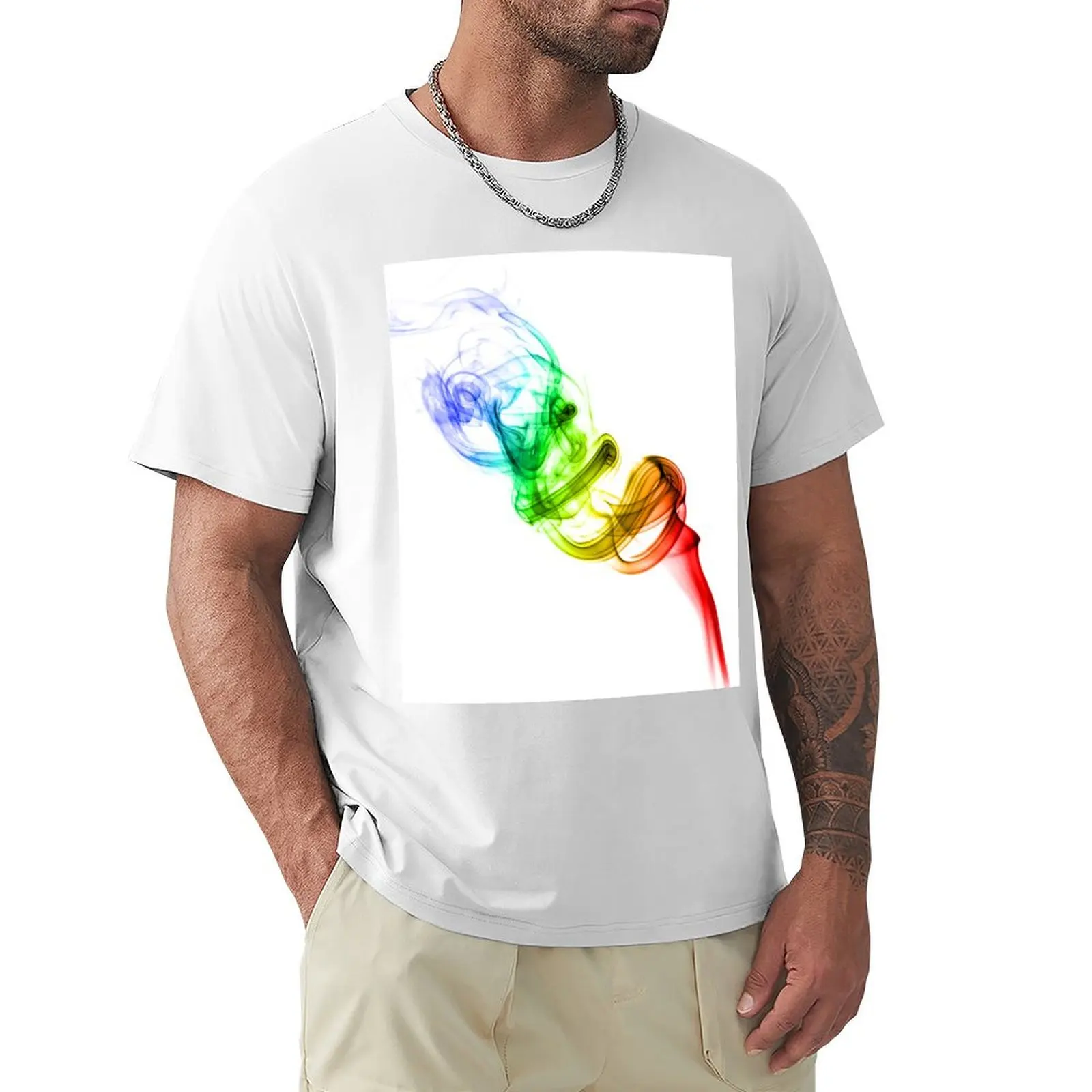 Rainbow abstract Smoke T-shirt Short sleeve tee summer tops vintage clothes workout shirts for men