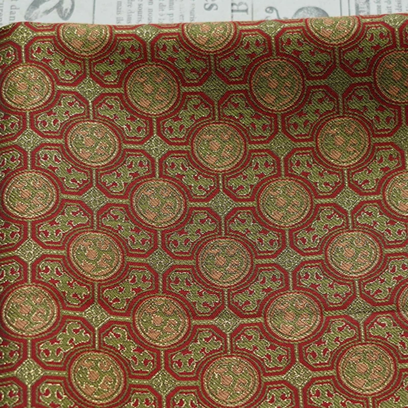 New Chinese Bada Halo Pattern Gold Silk Jacquard Cheongsam Fabric Retro Hanfu Tang Suit Horse Dress Dyed Merchandise Fabric