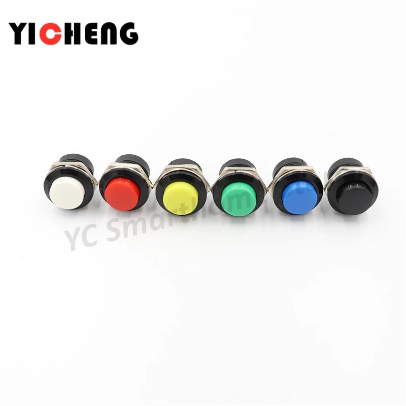 6 pcs Momentaneo SPST NO Protezione Rotonda Push Button Switch AC 6A/125V 3A/250V 6 colore R13-507 momentaneo push button