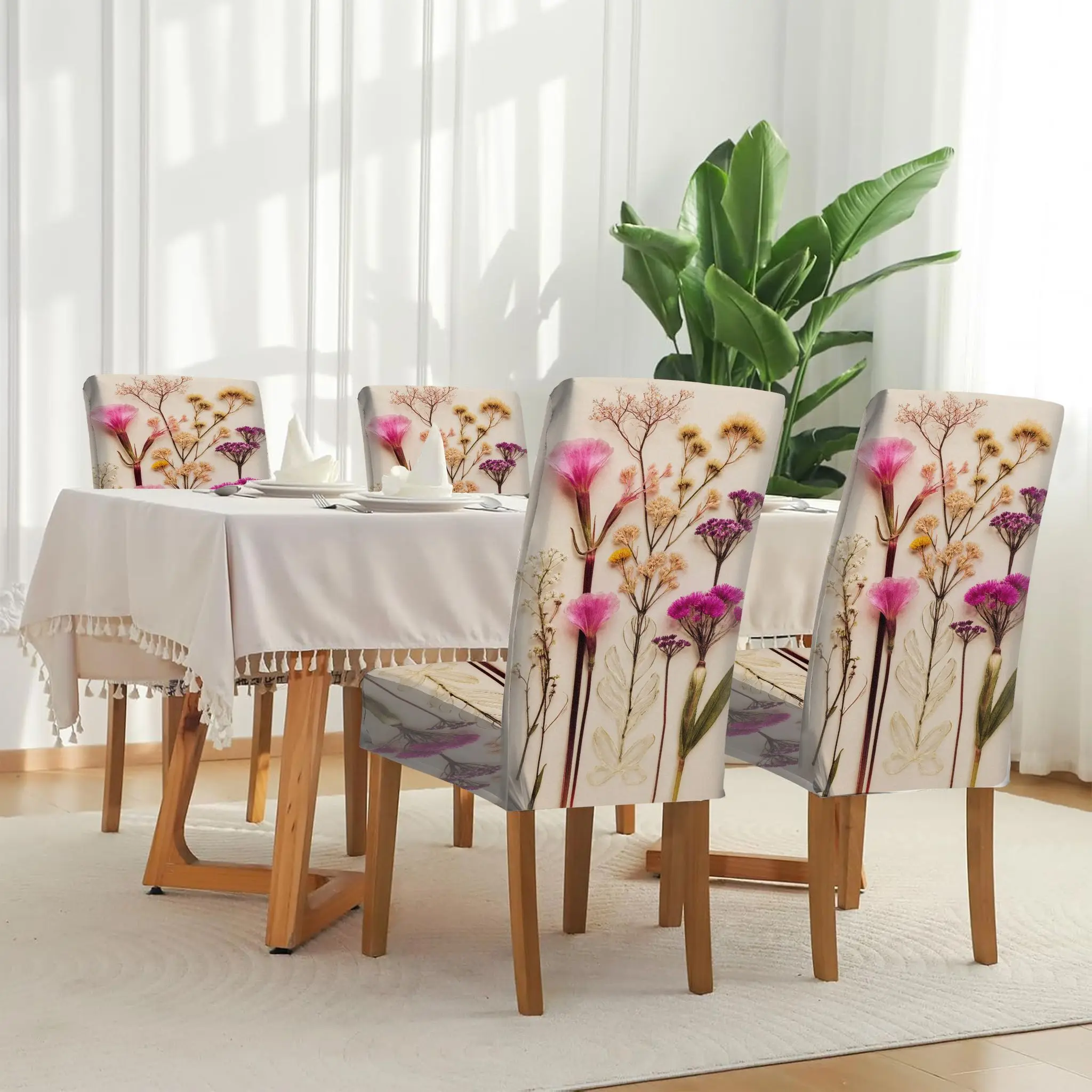 

Stretch Dining Chair Cover Dry Plant Decorative Artwork Removable, Washable, Home Dining Chair Cover
