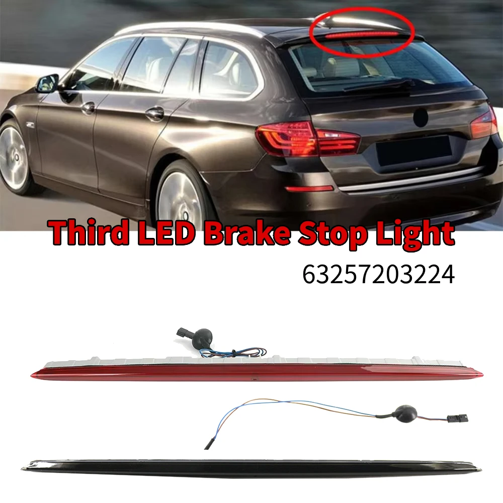 

1pc Car 3rd Brake Light 63257203224 For BMW 5er F11 Touring 5er F11 LCI Touring Red Lens LED Rear Third Brake Stop Light
