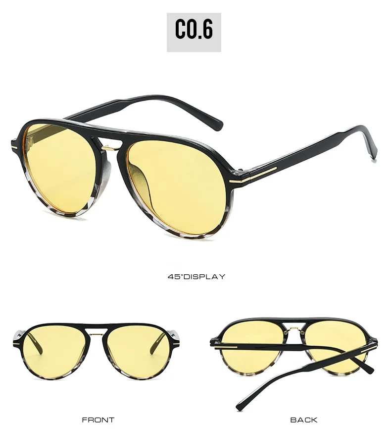 2026 Neue Doppelbalken-Retro-Sonnenbrille für Damen und Herren im Pilotenstil mit Metall-Linien-Dekoration UV400 – Detail 12