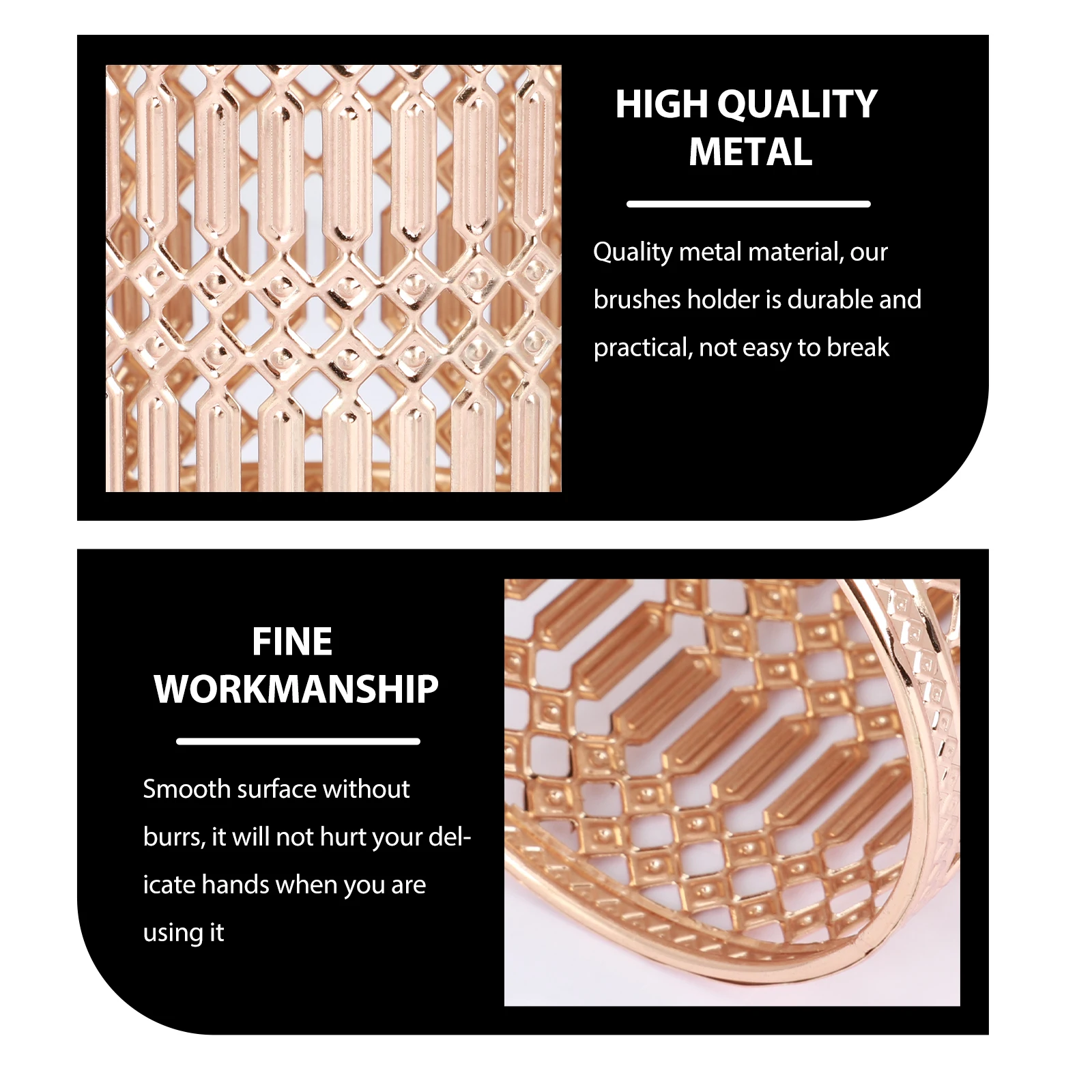 

1pc Metal Hollow Storage Barrel Brush Holder Desktop Pen Organizer Makeup Stand Decorative Container Elegant Hollow Pen