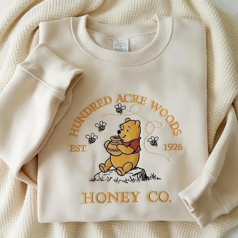 Sudadera Winnie The Pooh de alta calidad, 100 algodón, manga larga, cuello redondo, estilo suelto de gran tamaño para ropa informal