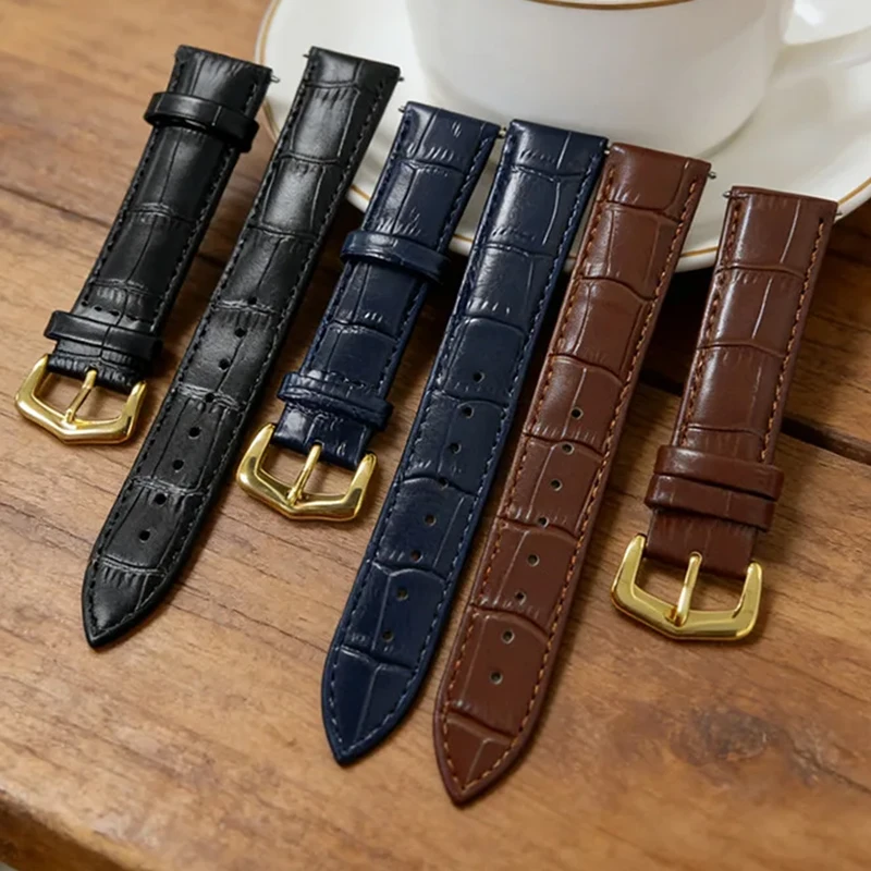 Vintage Handmade Soft Leather Watchband 18 20 MM Bamboo Patterns Universal for Men Women's Watch Strap Wristband Drop Shipping