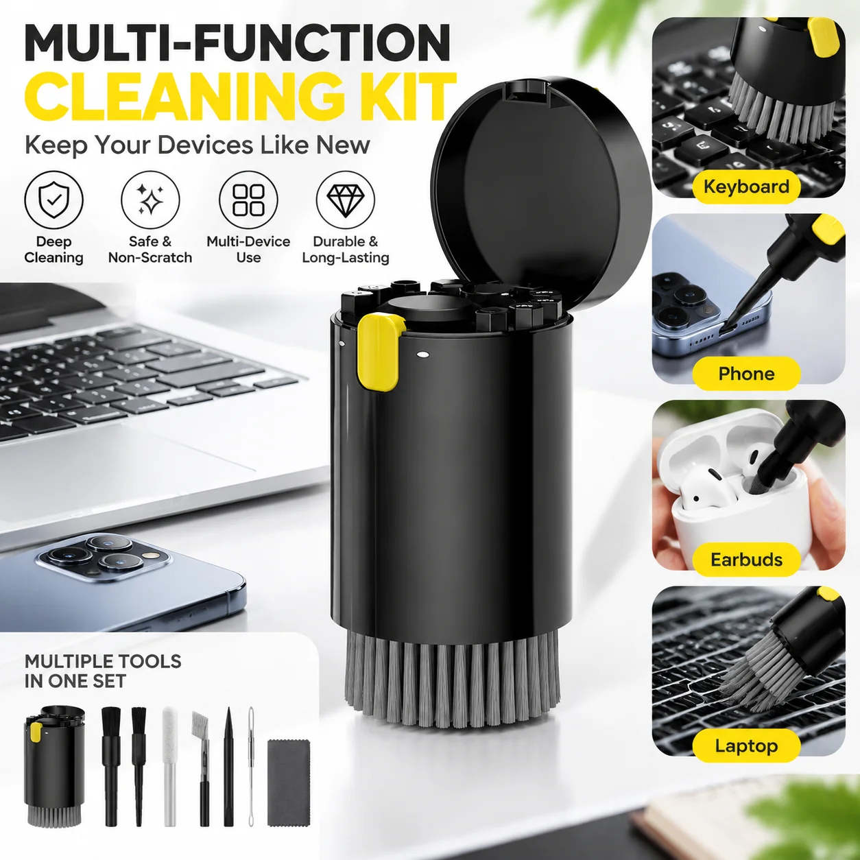 Multifunctional Cleaning Kit Keyboard Brush Earphone Cleaning Pen Phone Screen Cleaner Dust Brush for Electronics AirPods