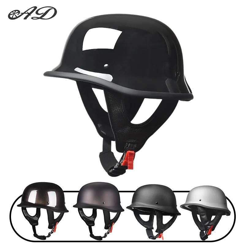 

AD new motorcycle helmet retro half helmet four seasons general German soldier helmet motorcycle scoop