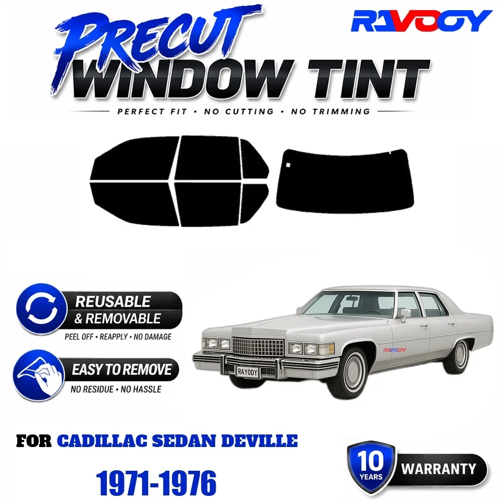 Película de Protección Solar Precortada RAVOOY, Película EPU Reutilizable y Removible, Ajuste Personalizado para Cadillac Sedan Deville 1971-1976, Protección UV y Contra el Calor