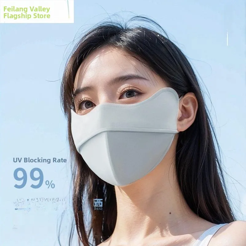 

Маска из ледяного шелка с УФ-защитой для женщин: дышащая, высокоэстетичная, 3D, полнолицевая, с защитой уголков глаз, для лета и активного отдыха