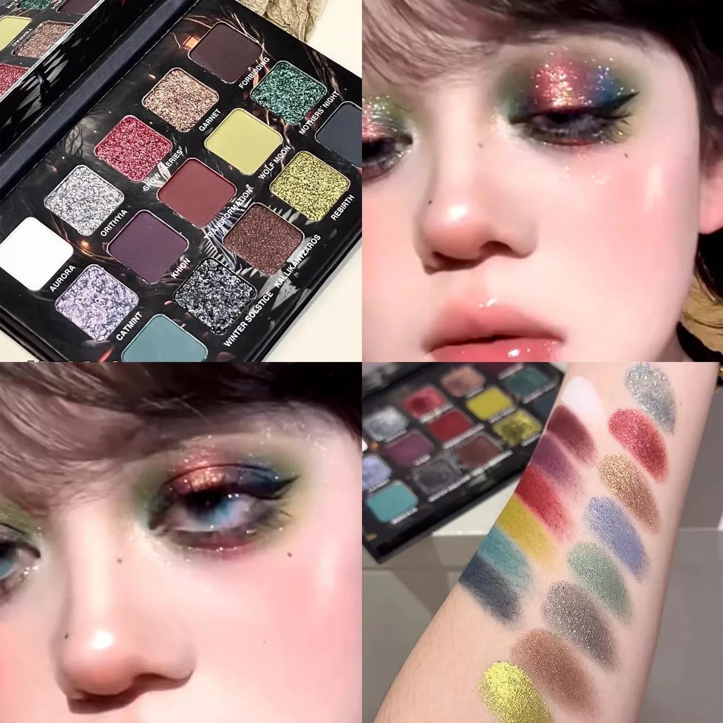 15色アイシャドウパレット ゴシックスタイル スモーキーコスメティック パープルカメレオン シマーグリッター 多機能アイシャドウパレット