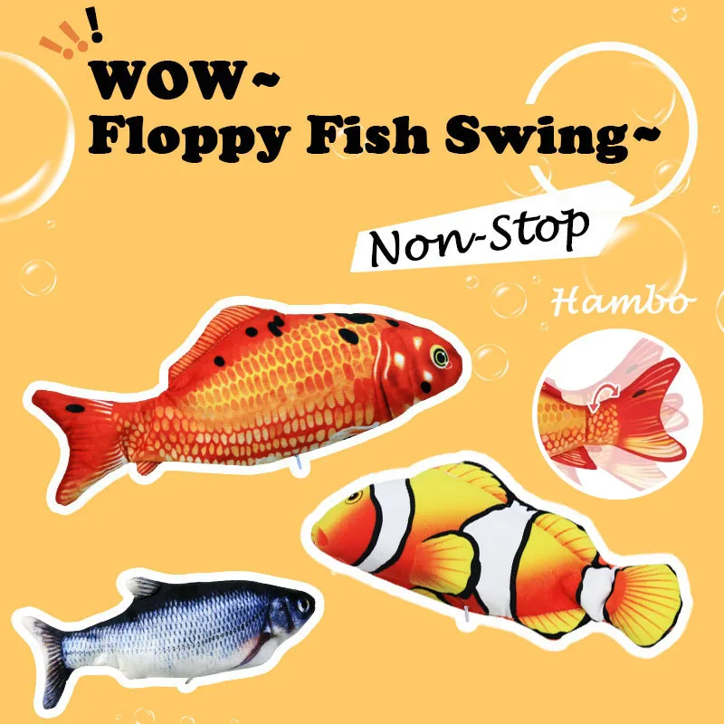 Electric Fish Toy for Baby Sleeping Simulation Fish Swing Kitten Dance Fish Toy Animal Model Cognitive Interactive Gift for Kids