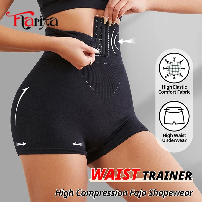 Flarixa Nahtlose Taille Trainer Shorts Flache Bauch Body Shaper Frauen Höschen Mit Haken Hohe Taille Bauch Kontrolle Hip Lift Hosen
