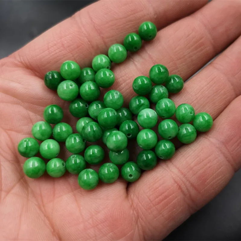 

20pcs 4mm/6mm DIY Jewelry Accessories Light Color Dry Qingyang Green Emerald Round Beads Loose Beads Wholesale