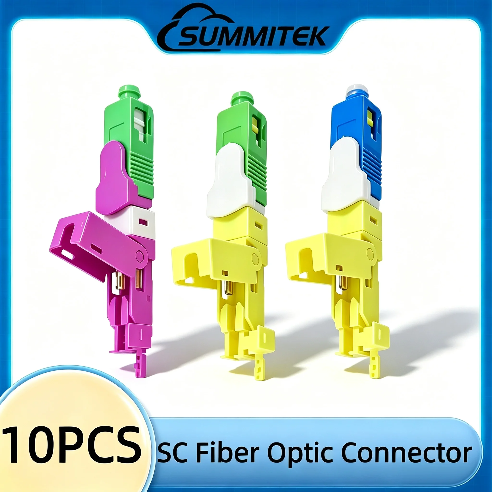 SUMMITEK 10PCS SC APC/SC UPC FTTH Fiber Fast Cold Splicing Embedded Connect Single-Mode Fiber Optic Quick Connector