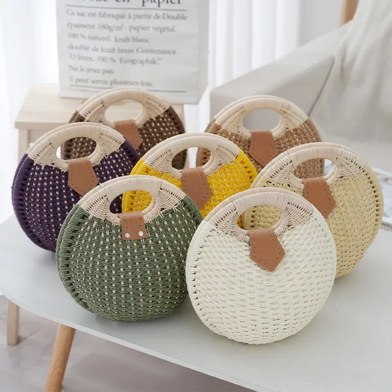 

1pc Summer Minimalist Women's Handbag Handwoven Rattan Beach Bag Female Fashion Woven Tote Clutch Beach Bag