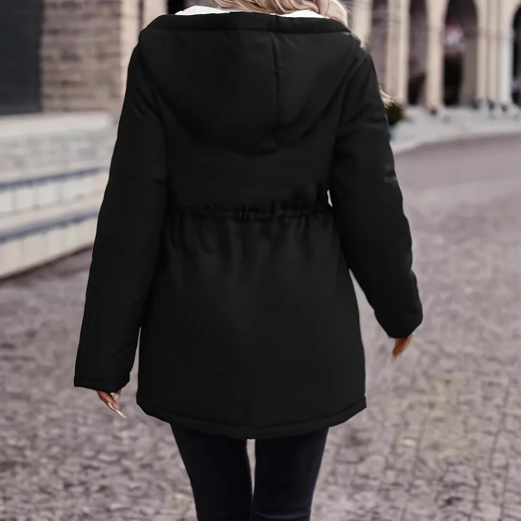 معطف نسائي سميك مبطن بالصوف دافئ وأنيق