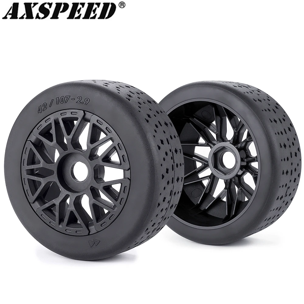 

AXSPEED Wheels Tires Set Plastic Beadlock Wheel Rim Hub Rubber Tyres for LIMITLESS F1 1/7 RC All-Road Speed Bash Roller Parts