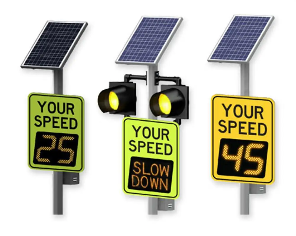 Outdoor Solar Powered Road Warning Traffic Sign Radar Speedometer Speed Camera Monitoring LED Display Speed Limit Sign
