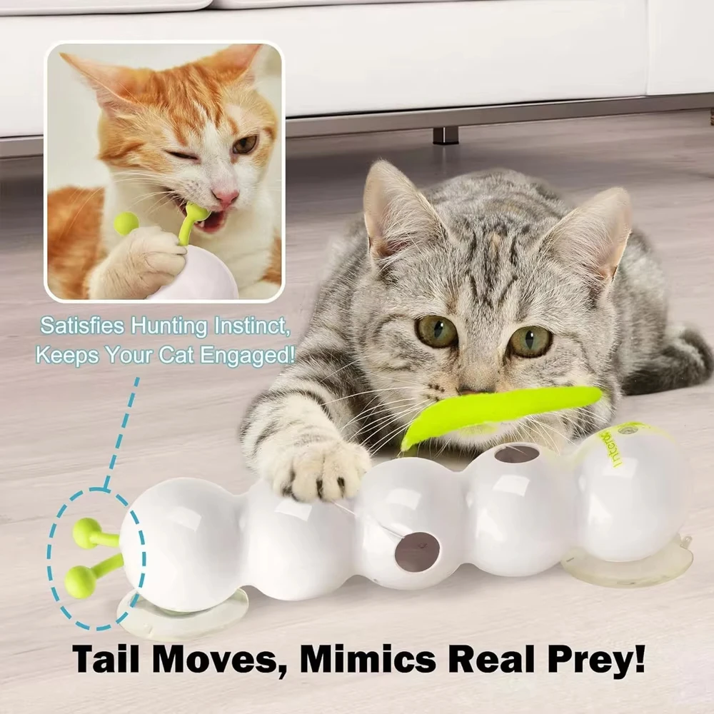 2026 New Interactive Caterpillar Cat Toy - Motion Activated Rechargeable Wall-Mounted Automatic Teasing Worm Toy for Cats