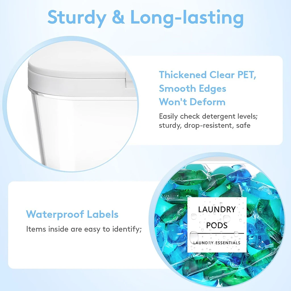 2/3pc Laundry Pods Container with Pop-up Lid, Laundry Room Organization Dryer Sheet Holder for Washing Powder Scent Booster Bead view 5