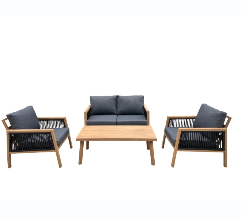 

Modern Design Aluminum Sofa Set with Heating Transfer Wood Grain Treatment Outdoor Furniture