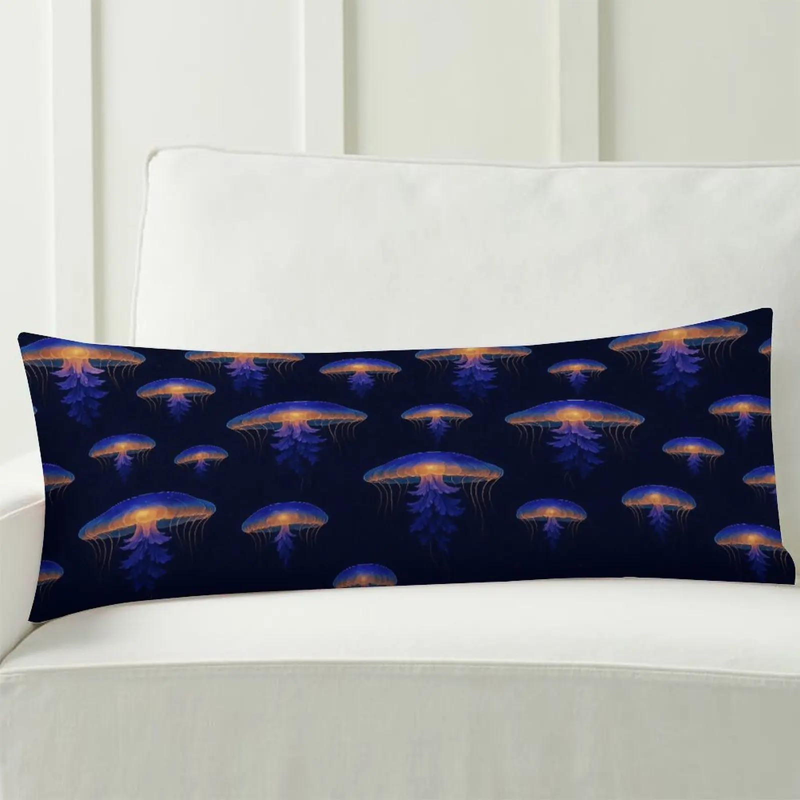 Large Glow-in-the-Dark Jellyfish Plush Pillowcase Suitable for Bed & Sofa - Double-Sided Glow-Themed Bedspread Cover with Zipper