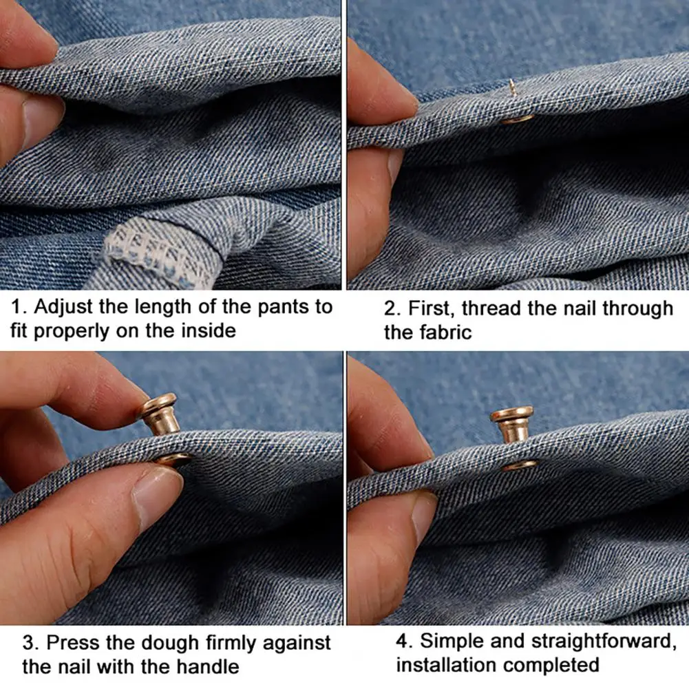 Pants Leg Shortening Button Trouser Leg Shortening Pin 2pcs Pants Leg Shortening Pins No Sew Button for Trouser for Jeans