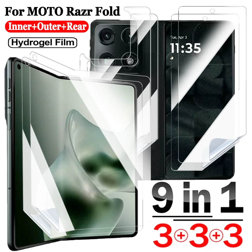 9in1 TPU Soft Hydrogel Film für MOTO Razr Fold Displayschutzfolien HD Clear Outer&Inner&Rear Full Coverage Schutzfolien-Kit