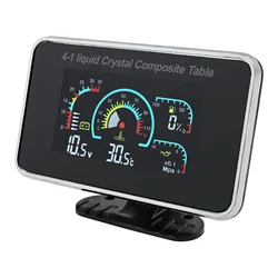 H 4in1 LCD Car Digital Gauge Oil Pressure Fuel Voltage Water Temperature Meter M10 Temp Sensor Auto Replacement Parts 12V 24V